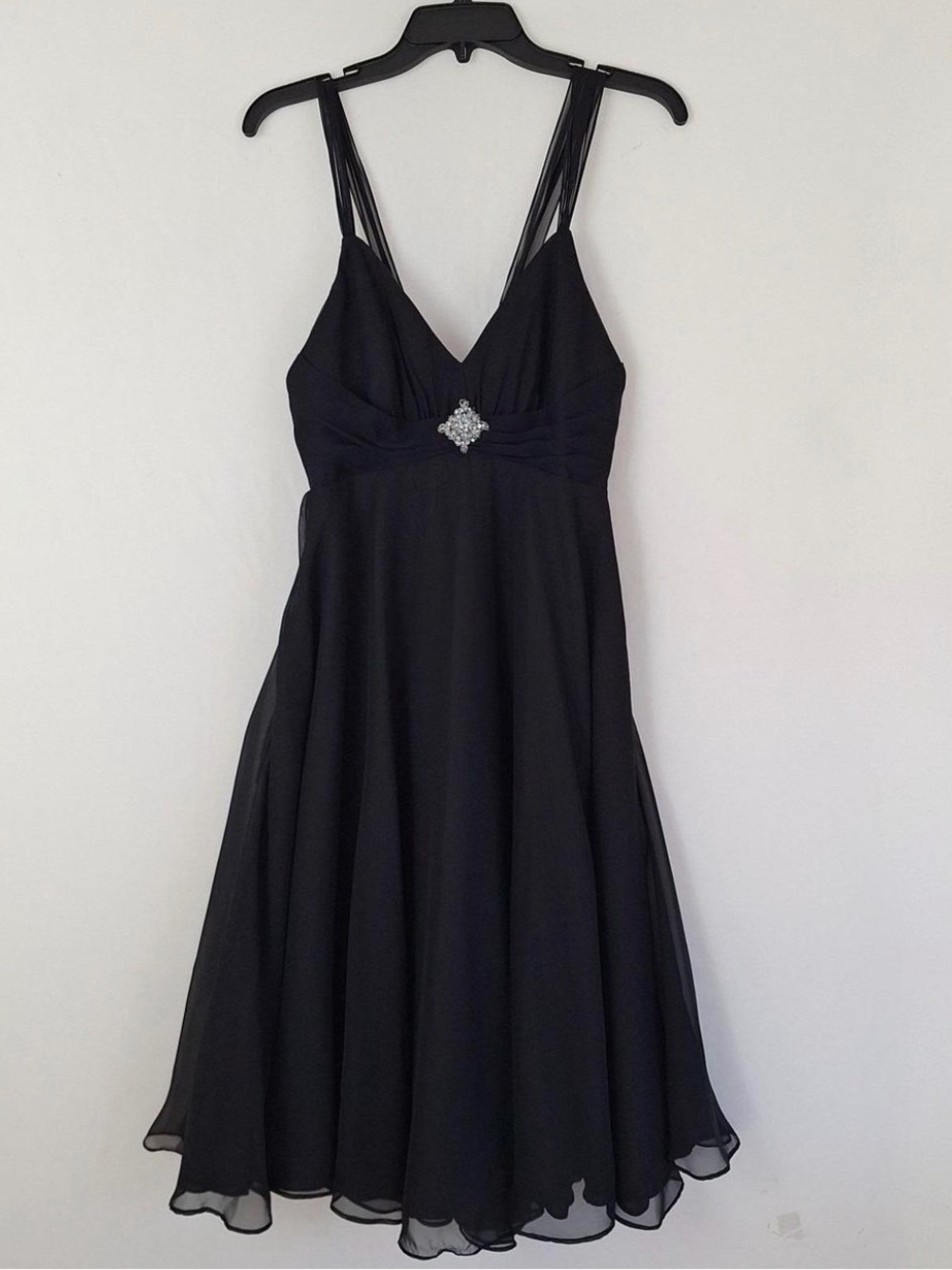 & Other Stories Black Chiffon Midi Dress with Embellished Waist